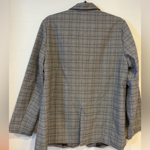 NWT American Eagle Oversized Grey Plaid Striped Boyfriend Blazer Large - Picture 5 of 6
